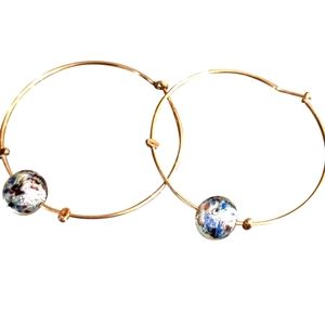 💙Venetian gold plated handcrafted venetian multicolor glass ball hoop earrings